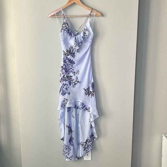 Free People Intimately Getting Out Slip Dress High Low in Blue Floral Size XS - Picture 3 of 12